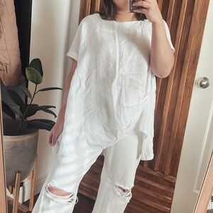 Banana Blue Australia Linen Oversized Lagenlook Top. Size 2